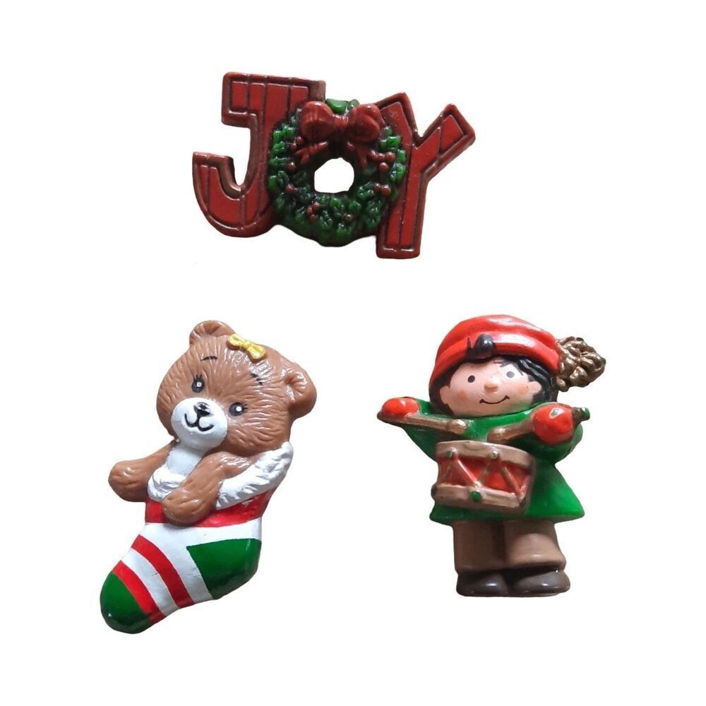 Hallmark Festive Brooch Set - Red, Green, Brown